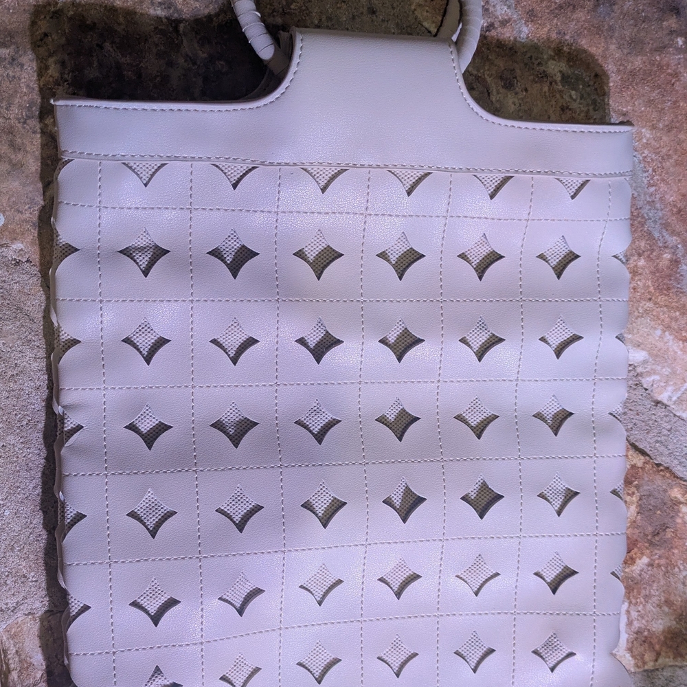 Elegant White Cutout Tote Bag